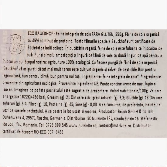 Făină de soia eco, fără gluten 250g