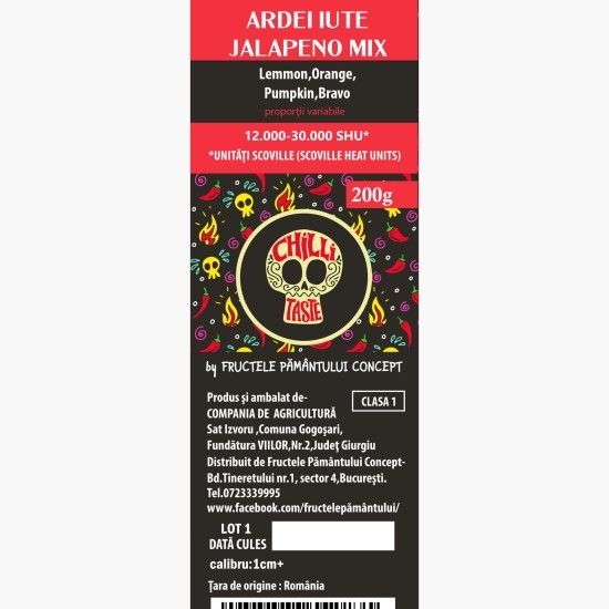Ardei iute Jalapeno mix, România 200g, 12.000-30.000 SHU