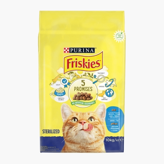 Hrană uscată pentru pisici adult Sterile, 10kg, cu somon&legume
