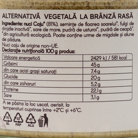Alternativă vegetală la brânză rasă 100g