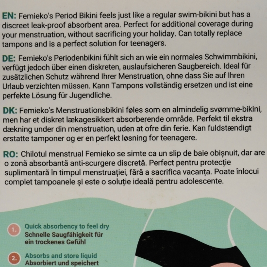 Bikini menstruali înot, mărimea M, negru