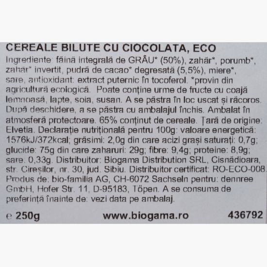 Cereale biluțe cu ciocolată eco, 250g