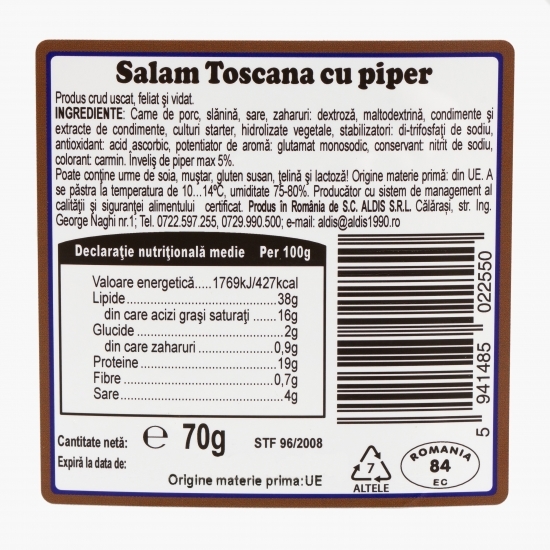 Salam Toscana cu piper 70g