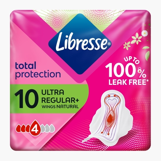Absorbante Ultra Natural Regular aloe vera & mușețel cu aripioare 10 buc