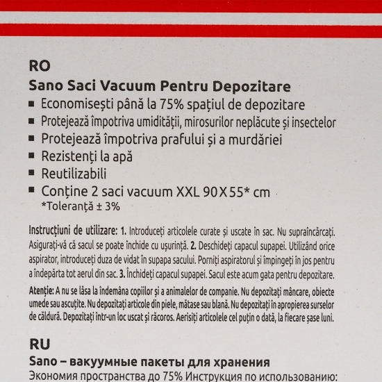 Saci vacuum pentru depozitare XXL, 90x55cm, 2 buc