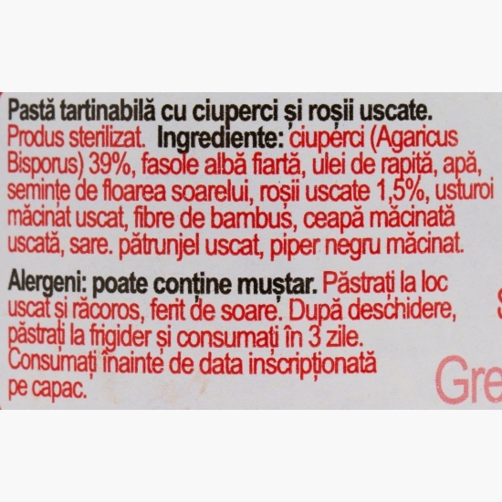 Pastă tartinabilă cu ciuperci și roșii uscate 170g