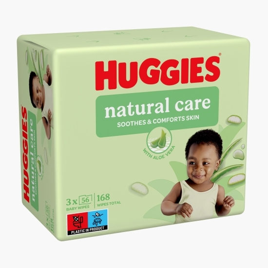 Șervețele umede pentru bebeluși Natural Care 3x56 buc