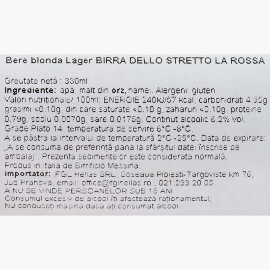 Bere blondă lager La Rossa, 6.2%, 330ml
