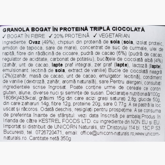 Granola proteică cu ciocolată Triple Chocolate 350g