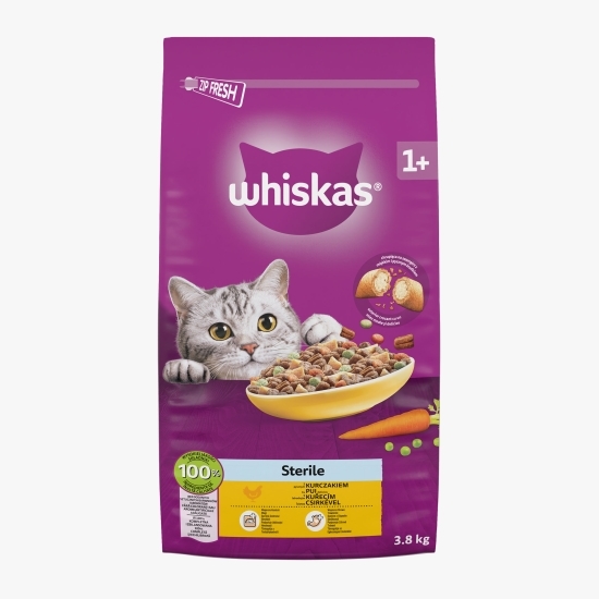 Hrană uscată pentru pisici sterilizate, 3.8kg, cu pui