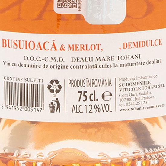 Vin rose demidulce Busuioacă & Merlot, 12%, 0.75l 