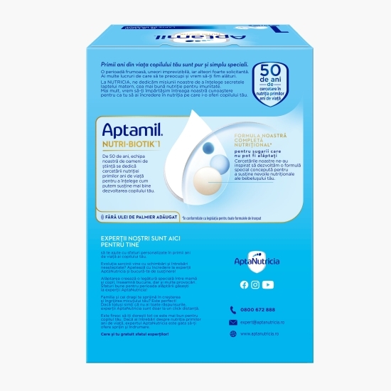 Lapte praf Nutri-Biotik 1, 0-6 luni, 2x600g (1.2kg)