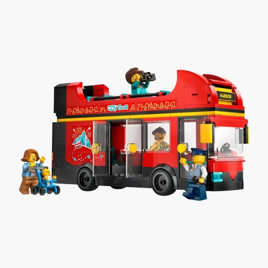 Autobuz turistic roșu cu etaj, 60407 City, 384 piese, +7 ani