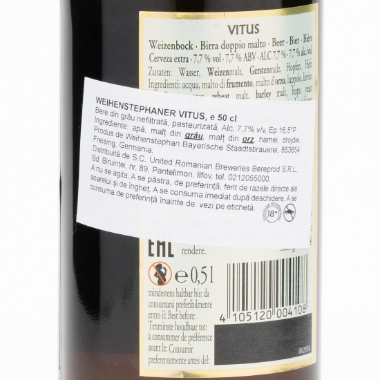 Bere albă nefiltrată Vitus sticlă 0.5l