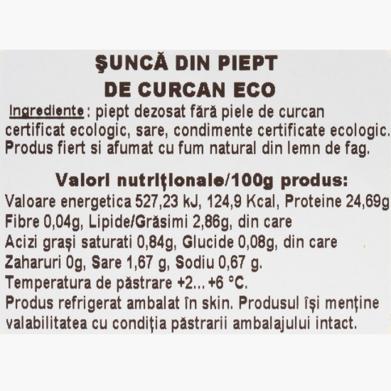 Șuncă eco din piept de curcan 80g