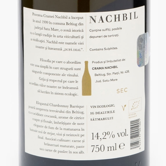 Vin alb sec eco Chardonnay Barrique, 14.2%, 750ml