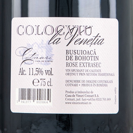 Vin spumant rose extrasec Busuioacă de Bohotin, 11.5%, 0.75l