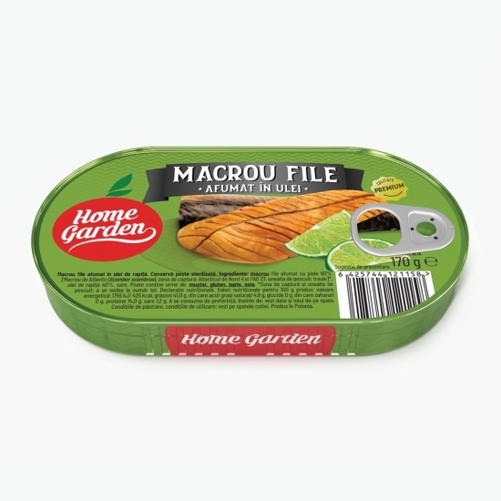 Macrou file afumat în ulei 170g