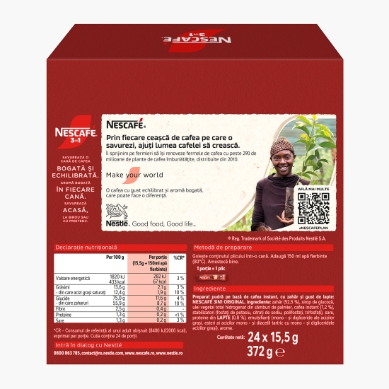 3în1 Original plicuri, 24x15.5g, mix de cafea instant