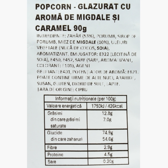 Popcorn glazurat cu migdale și caramel 90g
