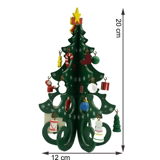 Decorațiune Crăciun Brad verde, 6 cavități cu ornamente, 12cm x 20cm
