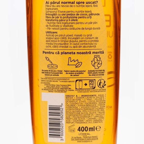 Șampon nutriție lejeră cu ulei prețios de cocos pentru păr normal spre uscat 400 ml