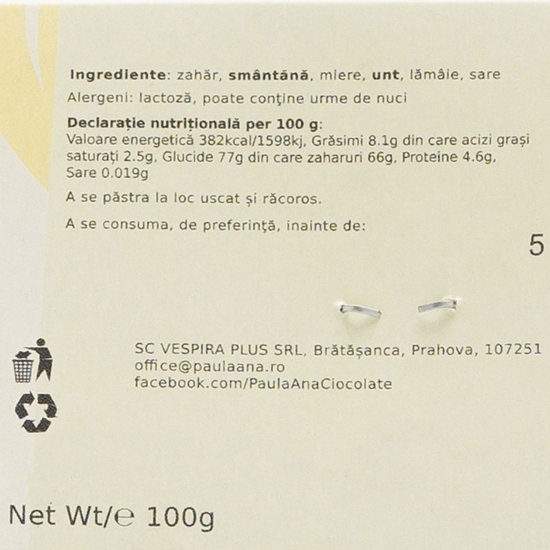Caramele simple cu unt și smântână 100g