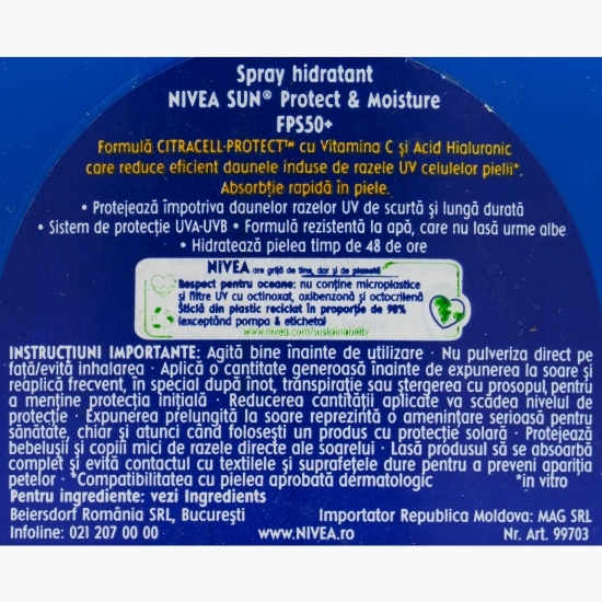 Spray protecție solară Protect & Moisture SPF50+ 250ml
