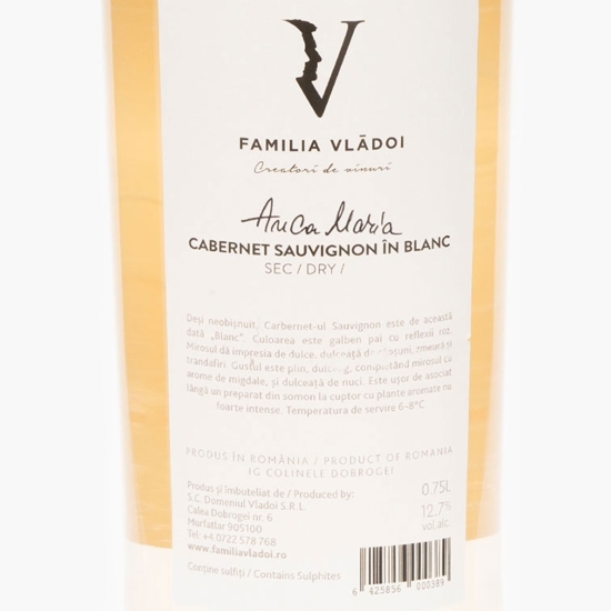 Vin alb sec Anca Maria Cabernet Sauvignon în Blanc, 12.7%, 0.75l