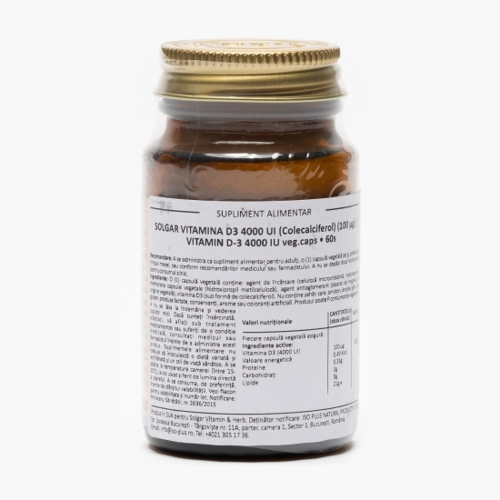 Vitamina D3 (Colecalciferol) 4000 IU 60 capsule vegetale