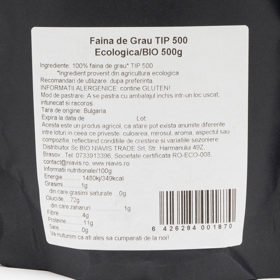 Făină de grâu TIP 500 ecologică 500g