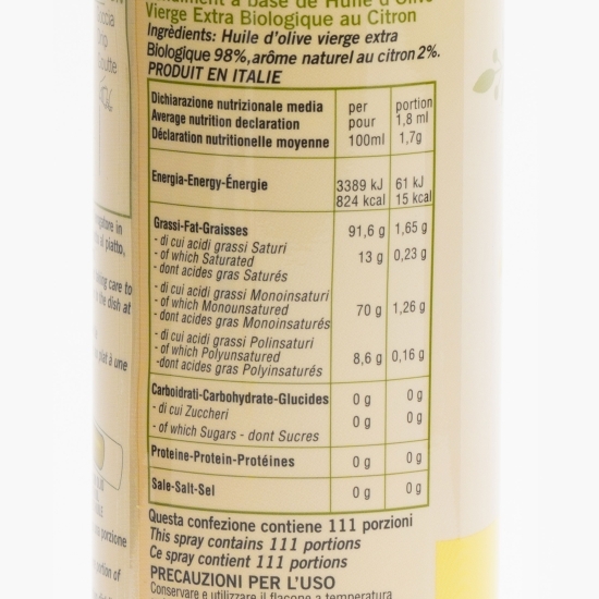 Ulei spray măsline extravirgin și aromă lămâie eco 200ml