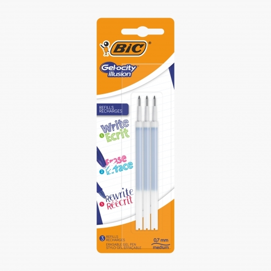 Set 3 rezerve pentru Roller Gelocity Illusion cu gel termosensibil albastru