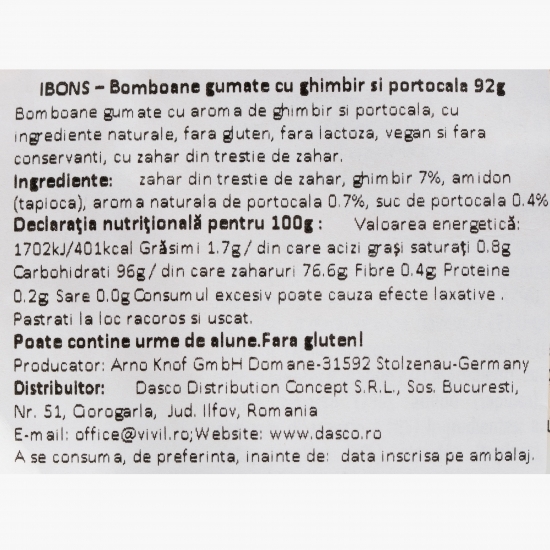 Jeleuri gumate cu ghimbir și portocală 92g