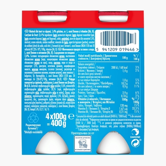 Iaurt de băut cu căpșuni 4x100g