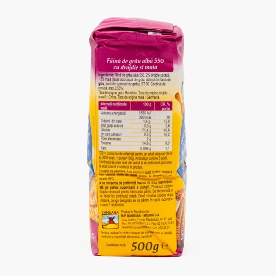 Făină de grâu albă 550 cu drojdie și maia 500g