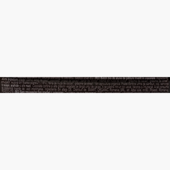Baton eco cu alune de pădure, învelit în ciocolată, vegan, fără gluten 30g
