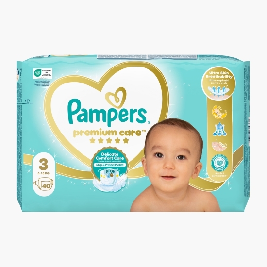 Scutece Premium Care Value Pack, mărimea 3, 6-10kg, 40 buc