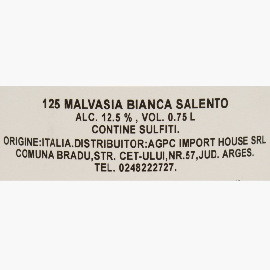 Vin alb sec 125 Malvasia Bianca Salento, 12.5%, 750ml