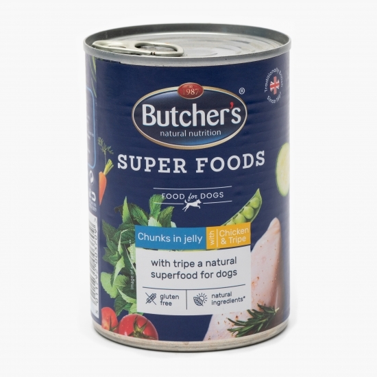 Hrană pentru câini, 400g, Super Foods pui și măruntaie