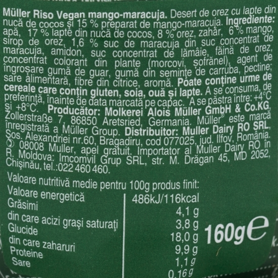 Desert de orez vegan cu mango-maracuja 160g