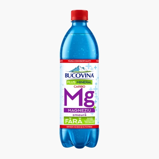 Apă minerală carbohidratată Plus Mineral Carbo Magneziu, cu gust de zmeură 600ml