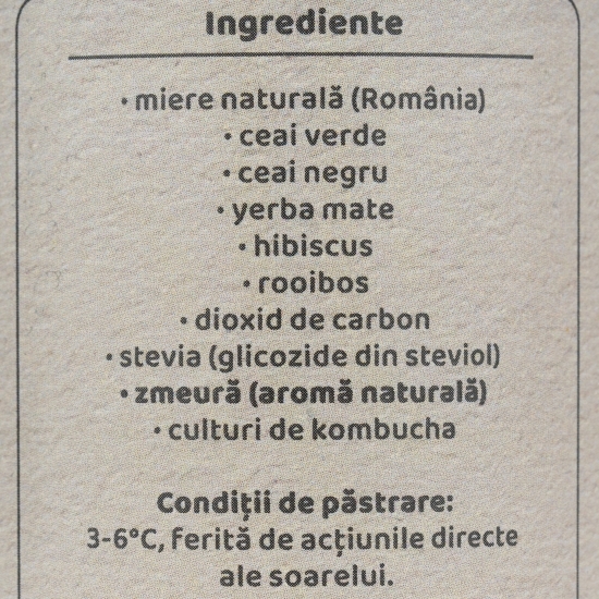 Băutură răcoritoare din kombucha cu aromă de zmeură 330ml