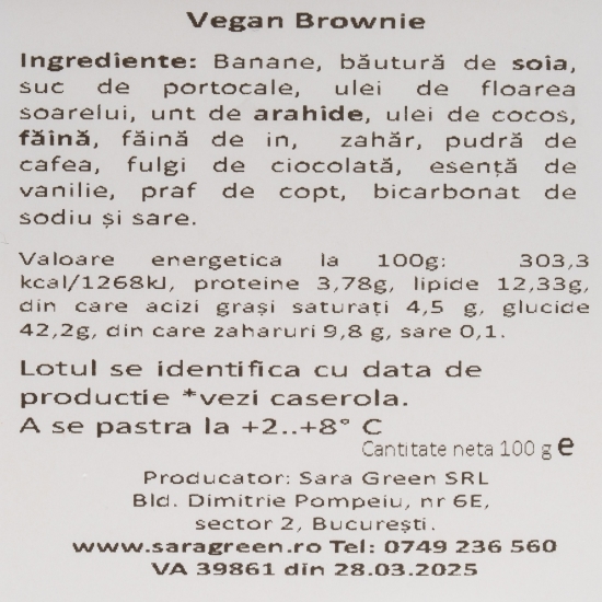 Brownie plant based, de post, 100g