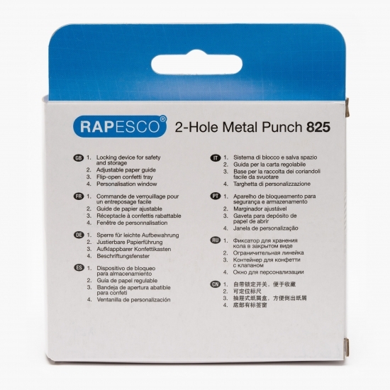 Perforator metalic Rapesco 825, 2 perforații, 25 coli