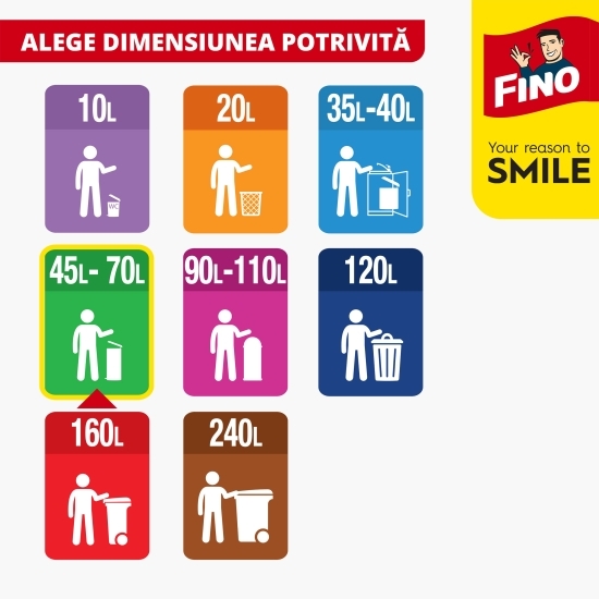 Saci menajeri parfumați, cu șnur, 60l, 8 buc