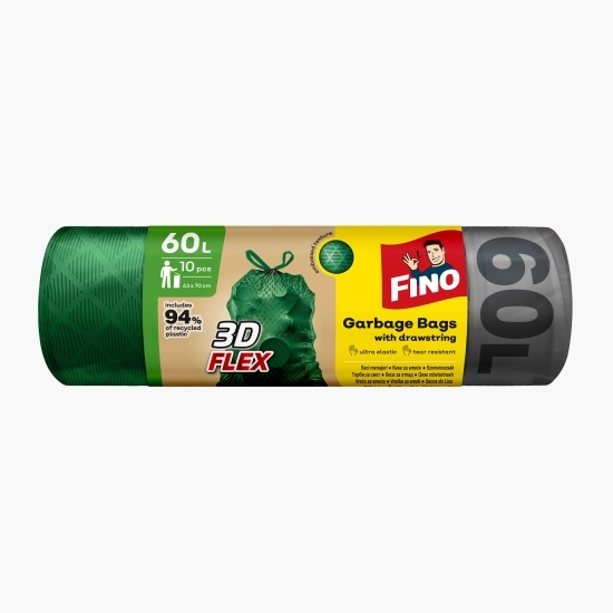 Saci menajeri ultra elastici, cu șnur, 60l, 10 buc