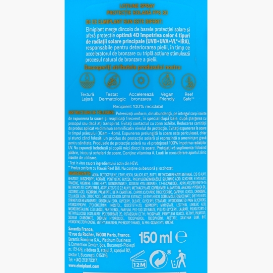 Loțiune spray pentru protecție solară Protect&Tan SPF 30, 150ml
