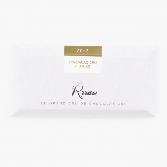 Tabletă de ciocolată crudă cu 7 condimente, 77% cacao eco 45g