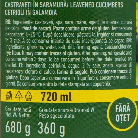 Castraveți în saramură 720ml